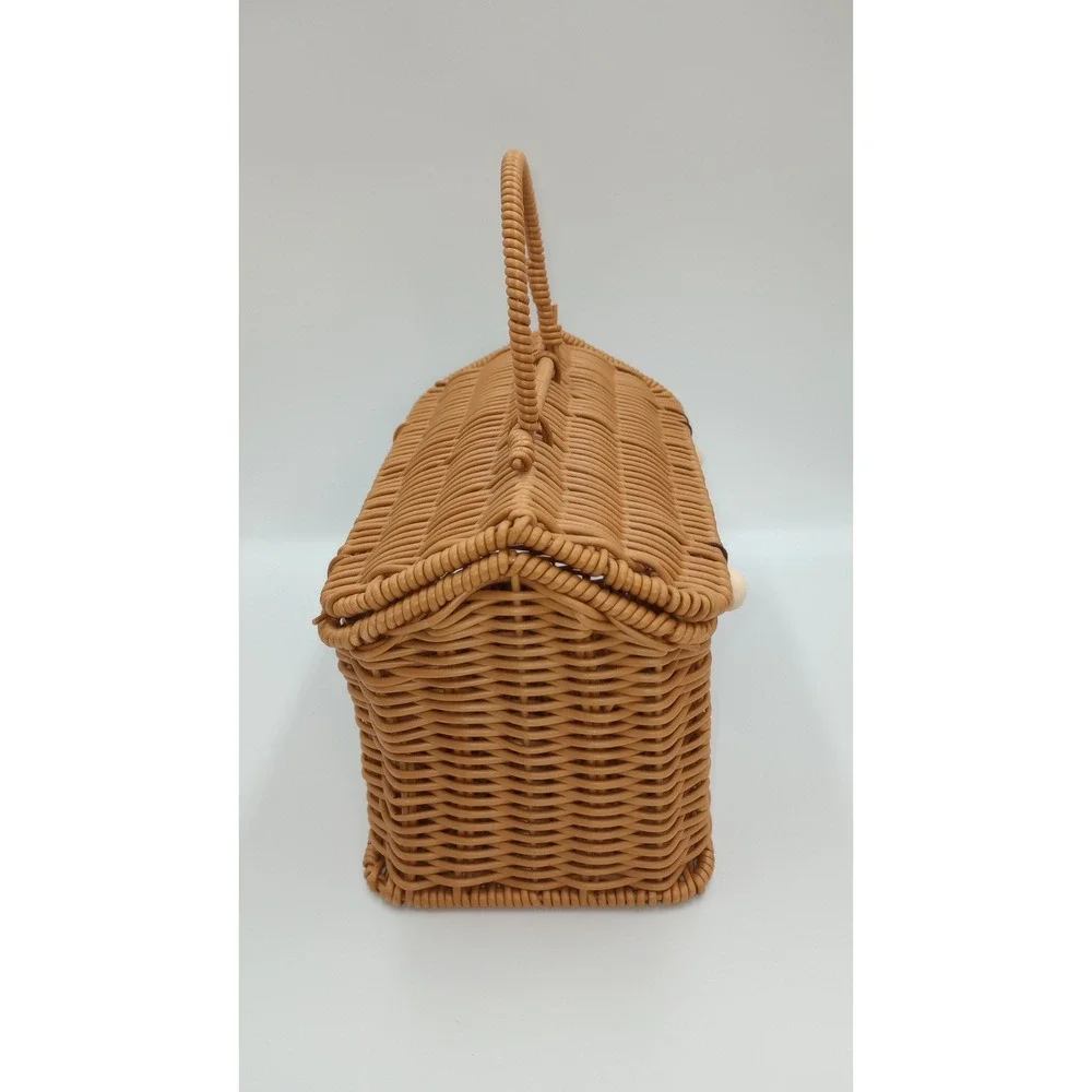 Cottage Woven Rattan Basket  Decor/ Sm Picnics/ Keepsakes Cottagecore Farmhouse